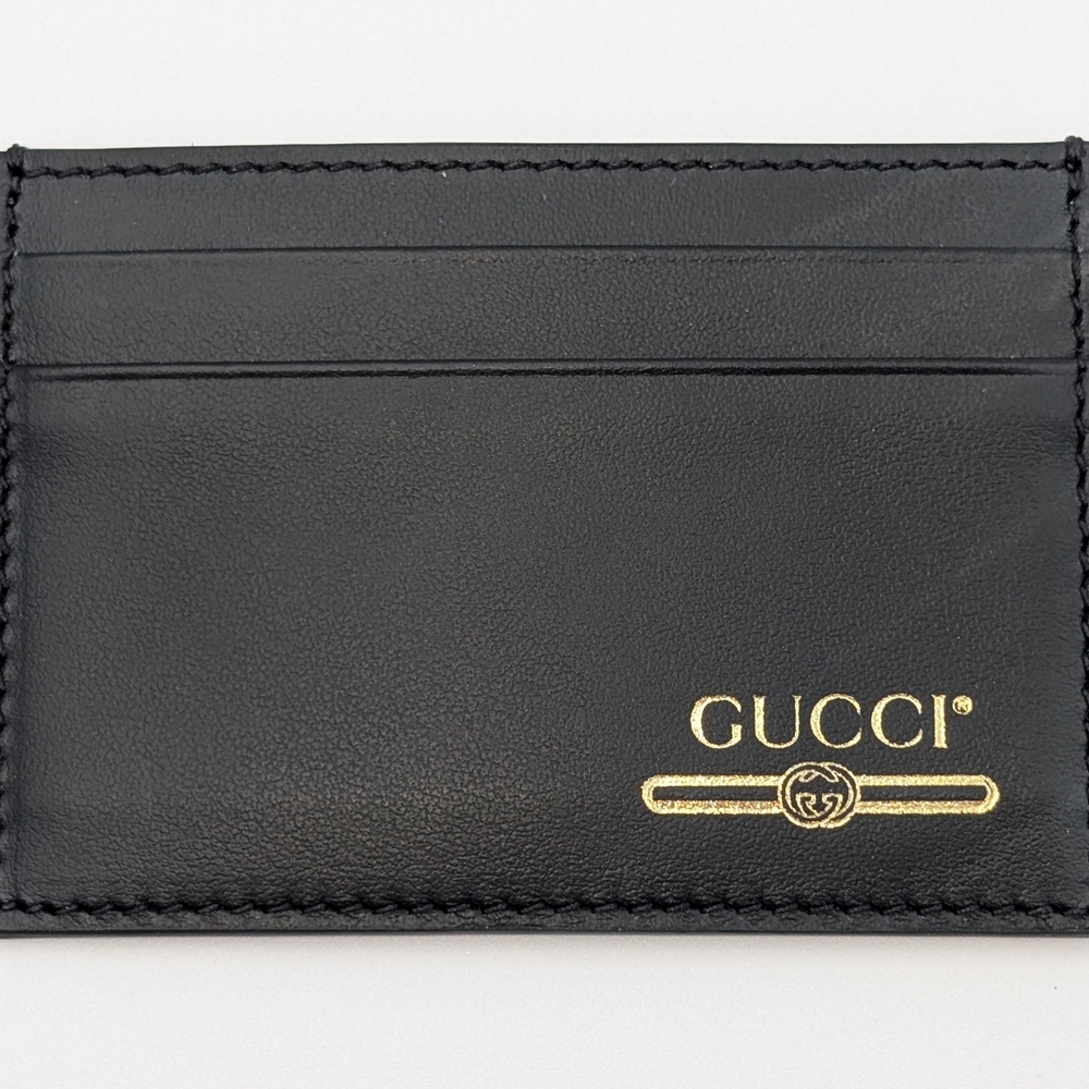 Gucci Black Key Card Holder with Gold Logo